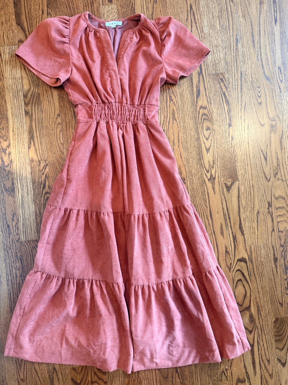 THML Rust-Toned Short Sleeve long cordoroy fall dress XS